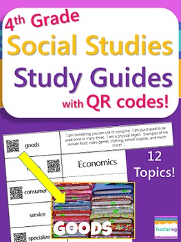 Preview of 4th Grade Social Studies Study Guides with QR Codes