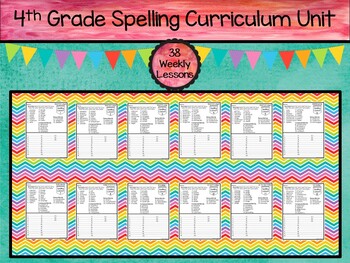 Preview of 4th Grade Spelling Curriculum Unit.  38 Weekly Lessons.  Prints 646 pages.