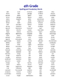 4th Grade Spelling and Vocabulary Printable
