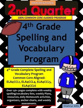 Preview of 4th Grade Spelling and Vocabulary Quarter 2 Program