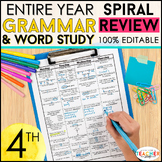 4th Grade Language Spiral Review & Quizzes | Grammar Homew