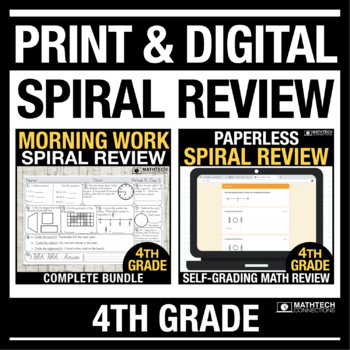 Preview of 4th Grade Spiral Review Printable & Digital Math Bundle Google Forms