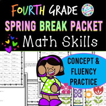 Preview of 4th Grade Spring Break Math Packet | Spiral Review | No Prep | Sub Plans