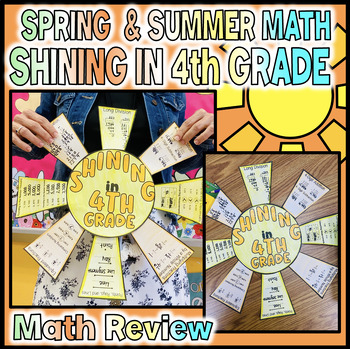 Preview of 4th Grade Spring Break Summer Math Review Craft Bulletin Board Hallway May June