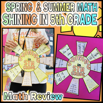 Preview of 4th Grade Spring Break Summer Math Review Craft Bulletin Board Hallway April May