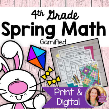 Preview of 4th Grade Spring Math Spiral Review PRINT & DIGITAL