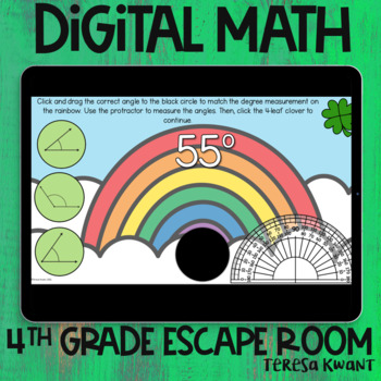 Preview of 4th Grade St. Patrick's Day Digital Math Angles and Measuring Angles Escape Room