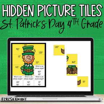 Preview of 4th Grade St. Patrick's Day Digital Math Game Angles and Shapes