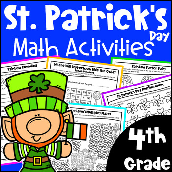 Preview of 4th Grade St. Patrick's Day Math Activities Worksheets: Printable & Digital
