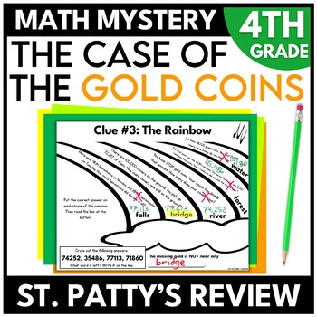 Preview of 4th Grade St. Patrick's Day Math Mystery Leprechaun Worksheets Escape Room