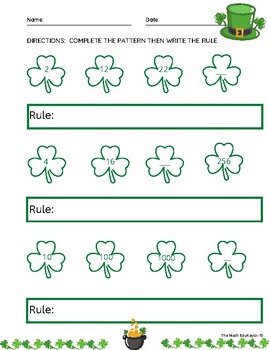 Preview of 4th Grade St. Patrick's Day Pattern Worksheet