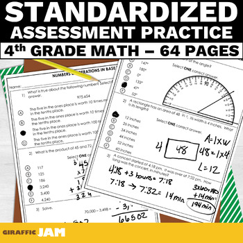 Preview of 4th Grade Standardized Test Prep Math Practice Math Assessments for End of Year