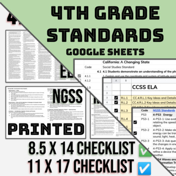 Preview of 4th Grade Standards Checklist BUNDLE