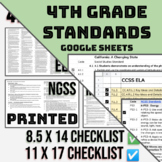 4th Grade Standards Checklist BUNDLE