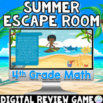 Preview of 4th Grade Standards Review | Summer Escape Room Game Beach Activity