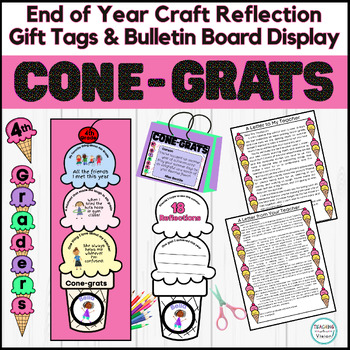 Preview of End of Year All About Me Reflection Craft Gift Tags & Bulletin Board 4th Grade