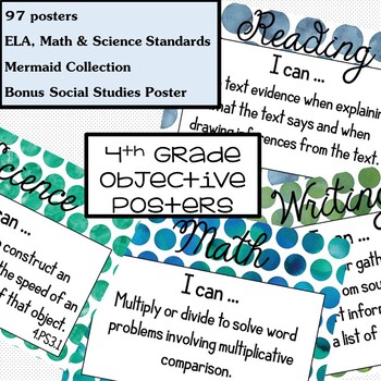 Preview of 4th Grade Student-Friendly Objectives (ELA, Math & Science)