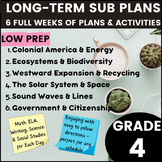 4th Grade Sub Plans 6 Week Bundle Maternity Leave Long Term Plans