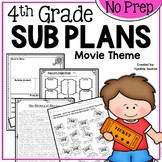 4th Grade Sub Plans - Substitute Teacher Binder Activities Movies Theme