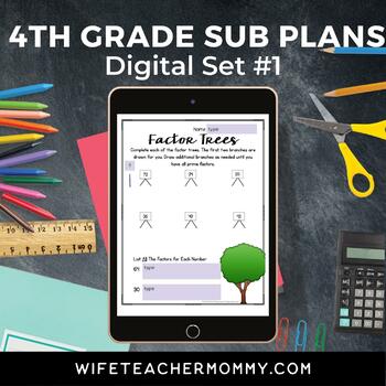 Preview of Digital Emergency Sub Plans 4th Grade Slides Set #1