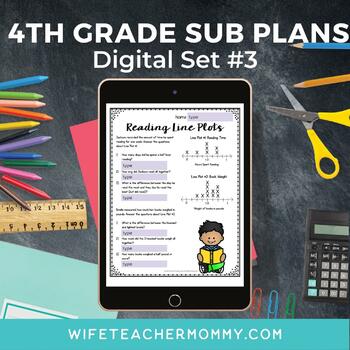 Preview of 4th Grade Substitute Lesson Plans Digital Google Slides Set #3