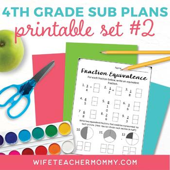 Preview of Emergency Sub Plans 4th Grade Printable Set #2