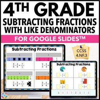 Preview of 4th Grade Subtracting Fractions with Like Denominators {4.NF.3} Google Classroom