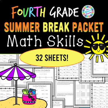 Preview of 4th Grade Summer Break Math Packet / Summer School Math Packet / Math Review