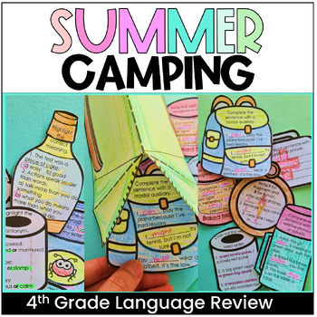 Preview of 4th Grade Summer Camping Grammar Language Review Craft Activity