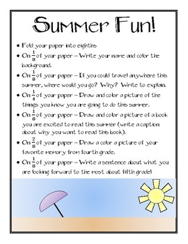 4th grade summer fun share summer plans end of the year activity