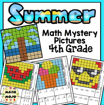 Preview of 4th Grade Summer Math: 4th Grade Math Mystery Pictures