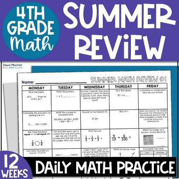 Preview of 4th Grade Summer School Morning Work Worksheets Tutoring Math Review Packet