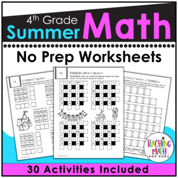 Preview of 4th Grade Summer Packet | Summer Math Worksheets Grade 4