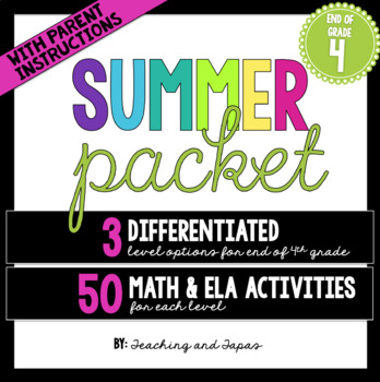 Preview of 4th Grade Summer Packet (Differentiated)
