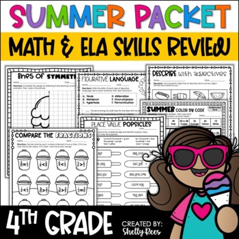 Preview of 4th Grade Summer Review Packet 4th Grade End of Year Math & Reading Review