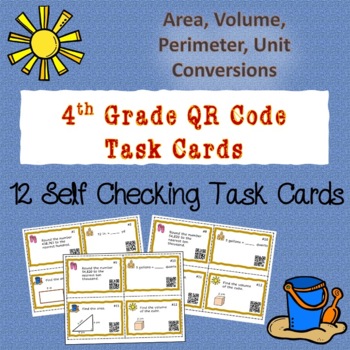 Preview of FREE 4th Grade Summer Review QR Code Task Cards