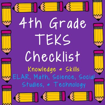 Preview of 4th Grade TEKS Checklist