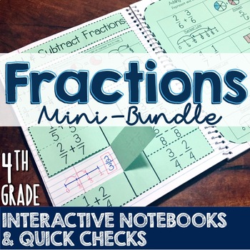 Preview of 4th Grade TEKS Fractions Interactive Notebook & Quick Check Mini-Bundle