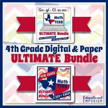 Preview of 4th Grade TEKS Math Curriculum Bundle Digital & Paper ⭐ Google & PDF Formats