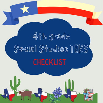 Preview of 4th Grade TEKS Social Studies Checklist, Tracker