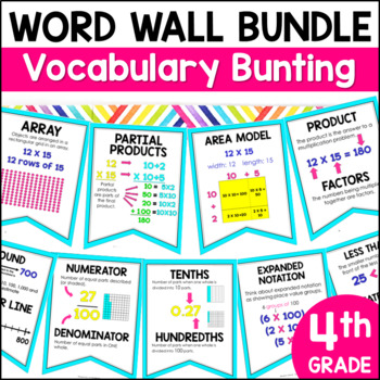 Preview of 4th Grade TEKS Vocabulary Bunting Bundle for Word Wall