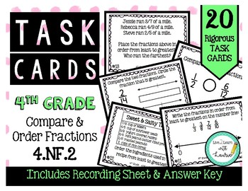 Preview of 4.NF.2 Compare & Order Fractions 4th Grade Task Cards