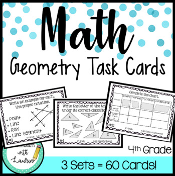 Preview of 4th Grade Task Cards| Geometry Bundle (60 Cards)