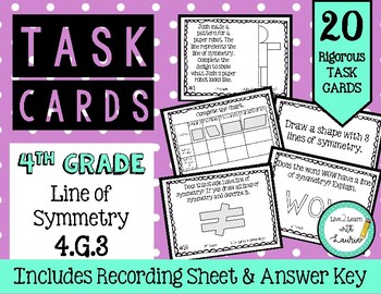 Preview of 4.G.3 Line of Symmetry 4th Grade Task Cards