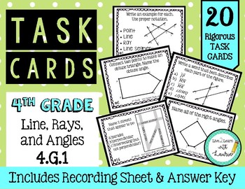 Preview of 4.G.1 Lines, Rays, and Angles 4th Grade Task Cards