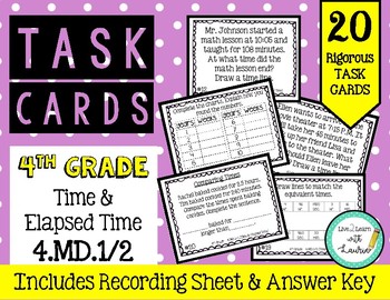 Preview of 4.MD.1-2 Time & Elapsed Time 4th Grade Task Cards