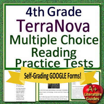 Preview of 4th Grade TerraNova Test Prep Reading ELA Print & SELF-GRADING GOOGLE Terra Nova