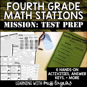 Preview of 4th Grade Test Prep Boot Camp Math Missions Activities Stations or Centers
