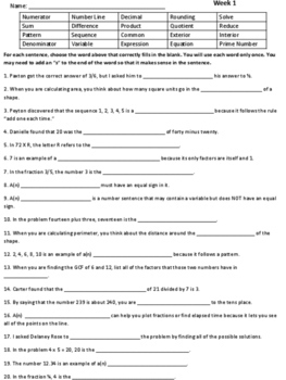 4th Grade Test Prep End of Grade Math Vocabulary and Quizzes {Common