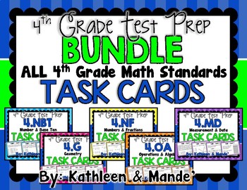 Preview of 4th Grade Test Prep Task Card BUNDLE ~ 4.NBT ~ 4.OA ~ 4.NF ~ 4.G ~ 4.MD